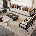 New Chinese Style Sofa Coffee Table Combination Sofa Coffee Table 3d model