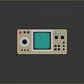 Vintage Beige Electronic Equipment With Green Screen Display And Control Panel Buttons Knobs