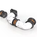 White Curved Pipe With Black Connecting Fittings And Orange Stripes