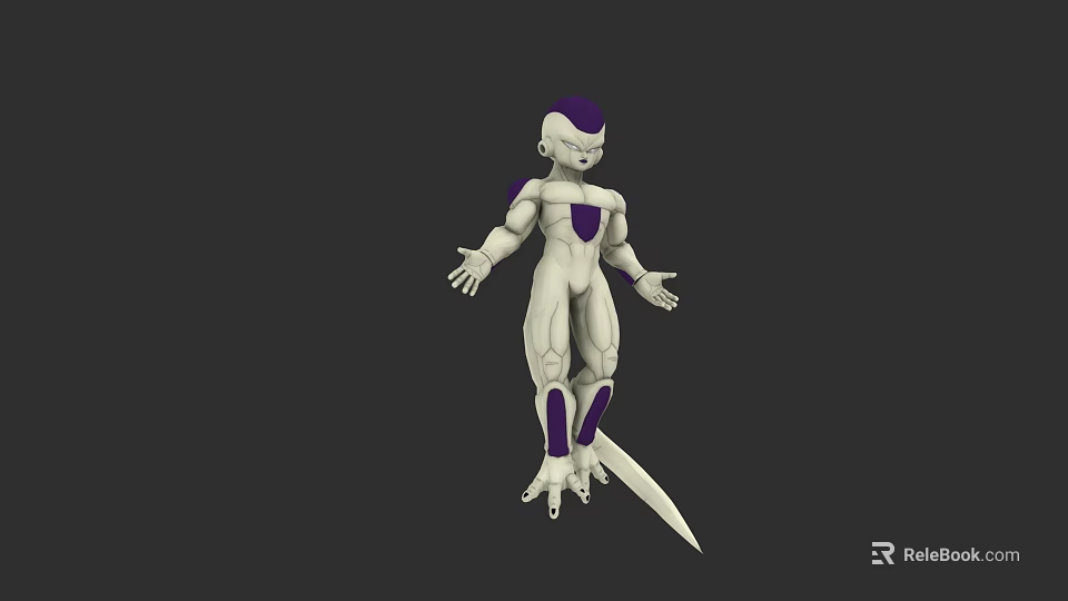 White And Purple Muscular Game Character With Long Tail 3d model 