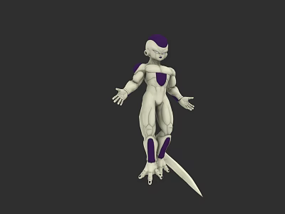 White And Purple Muscular Game Character With Long Tail 3d model