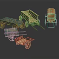 Vintage Wooden Vehicle Models With Green And Natural Wood Carts Carriages And Handcarts