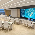 Modern Monitoring Room Interior With Large Display Screen World Map Data Visualization And Workstations 3d model