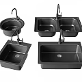 Modern Black Kitchen Sinks with Single and Double Bowl Designs and Faucets