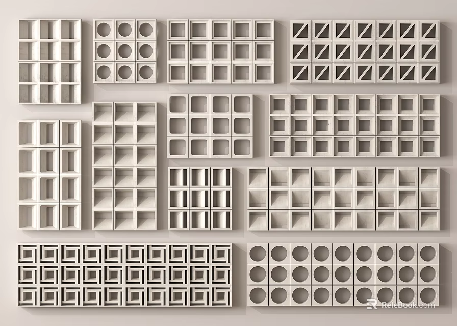 Public Facilities Geometric White Concrete Modules Neatly Arranged Architectural Structural Components 3d model