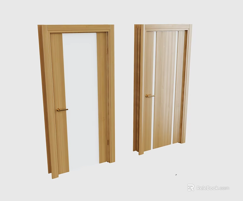 Modern Wooden Hinged Doors With Simple Design For Home Interior Decoration And Use 3d model 