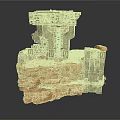 Ancient Architectural Model Featuring Stone Columns Rocky Layers And Blocks