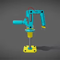 Blue Robotic Arm With Yellow Base And Industrial Mechanical Structure 3d model