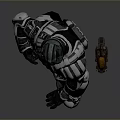 Purple Eyed Armored Character And Alien Creature In Sci Fi Battle Scene