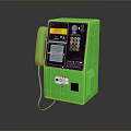 Green Public Emergency Phone Device With Handset Numeric Keypad Display Screen And Labels