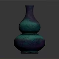 Carved Gourd Shaped Sculptural Vase Featuring Teal And Purple Gradient Design