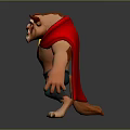 Cartoon Character With Red Cape Muscular Body Blue Pants And Fierce Expression