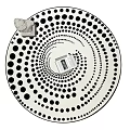 Modern Round Area Rug With Black White Polka Dot Spiral Pattern And Decorative Items