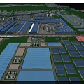 Large Scale Industrial Plant With Piping Systems Buildings Surrounding River And Roads