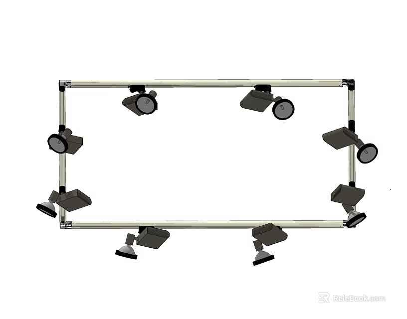Adjustable Downlights And Spotlights On Track System For Modern Ceiling Lighting 3d model
