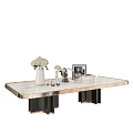 Modern Coffee Tables With Marble Tops Metal Bases And Decorative Vases Frames