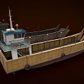 Two Cargo Ships With Open Decks And Industrial Structural Design 3d model