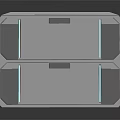 Modern Double Layered Metal Box With Textured Surface And Blue Accents