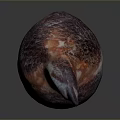 Decorative Bird Sculpture With Red And Purple Textured Surface And Rounded Shape