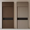 Modern Security Doors with Dark Brown Light Gray Black Accent Strips and Secure Locks 3d model