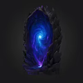 Ethereal Mystic Vortex With Blue Purple Swirl Light In Rock Frame