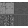 Various Background Wall Designs With Stone Wood Rough And Dark Panel Textures 3d model