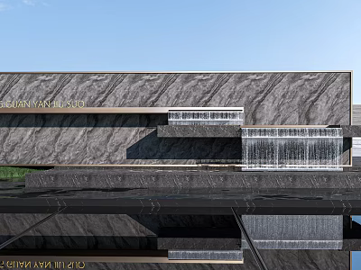 Modern Marble Feature Wall Design With Waterfall And Layered Structure 3d model
