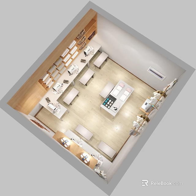 Modern Open Kitchen Interior Design With Island Counter Cabinets And Appliances 3d model 