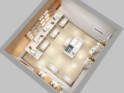 Modern Open Kitchen Interior Design With Island Counter Cabinets And Appliances 3d model