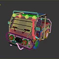 Teal Toy Truck Model With Black Frame Roof Lights And Cargo Bed