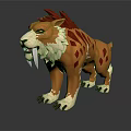 3D Fantasy Creature Character With Red Mane Orange Body And Fangs