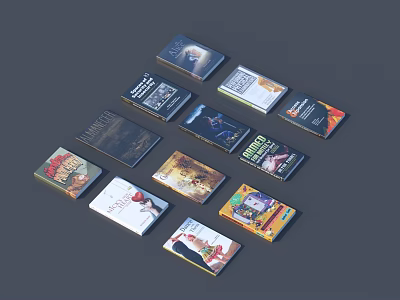 Colorful Books And Magazines With Various Covers Neatly Arranged On 3d model