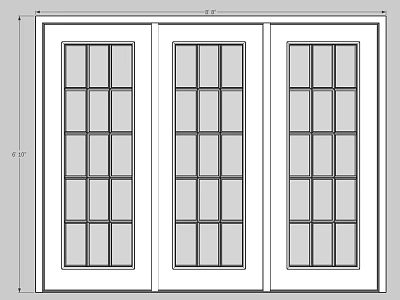 Double Doors Design With Multiple Glass Panes And Classic Panel Structure For Home 3d model