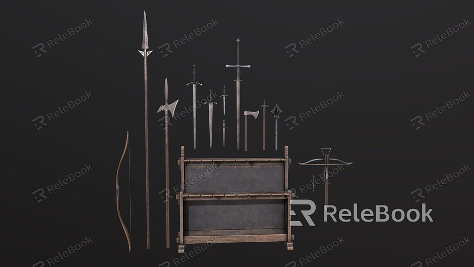 Medieval weapons and weapon racks model