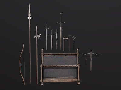 Medieval weapons and weapon racks model