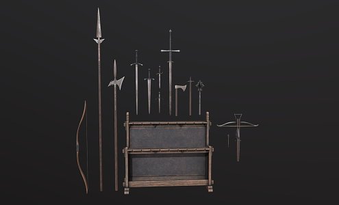 Medieval weapons and weapon racks 3d model