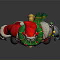 Christmas Themed Horned Creature Character In Red Outfit With Mechanical Arm