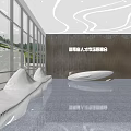 Modern Reception Desk Interior With Large Windows Wooden Panel Wall And Spacious Seating Area