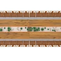 Rustic Wooden Conference Table With Glass Center And Surrounding Wooden Chairs