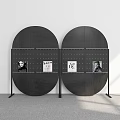 Modern Black Circular Room Divider With Double Panel Magazine 3d model