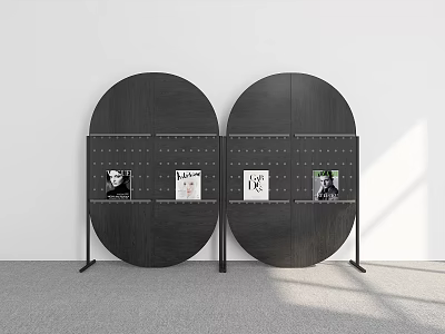 Modern Black Circular Room Divider With Double Panel Magazine 3d model