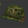 Camouflage Military Helmet with BORN TO KILL Lettering and Vintage Design