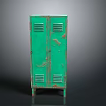 Green Distressed Metal Locker Cabinet With Double Doors And Vintage Style
