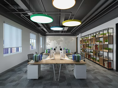 Modern public office area, office and aisle 3d model