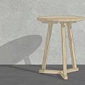 Light Wood Modern Side Table With Round Top And Cross Legs Design