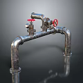 Industrial Style Metal Pipe Light Fixture Set With Red Valves For Home Interior Decor