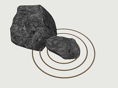 Traditional Karesansui Rock Garden With Large Stone Small Stone And Circular Sand Patterns 3d model