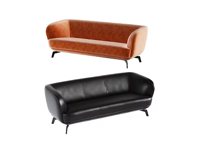 Modern Multi Person Sofa In Orange Velvet And Black Leather Design 3d model