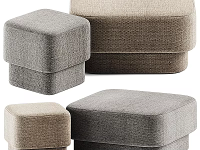 Modern Fabric Ottomans In Various Neutral Tones For Living Room Furniture 3d model