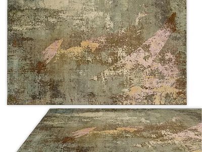 Square Rug With Abstract Distressed Texture In Green Brown Pink Beige Tones 3d model